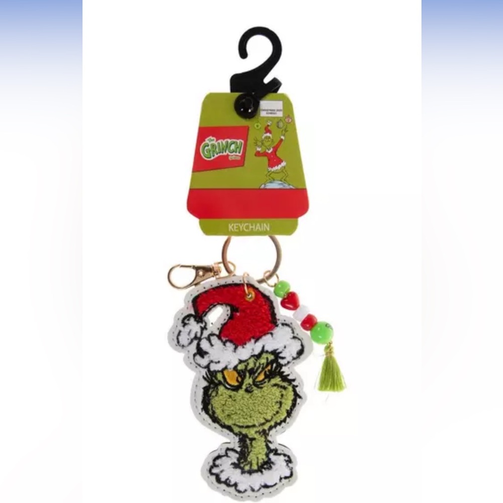 Grinch Keychain with Red and Green Accents
